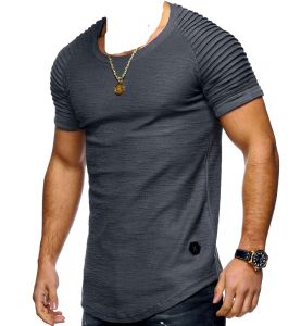 Молодежная футболка мужская удлиненная - серая купить оптом и в розницу